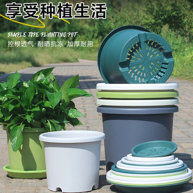 pots fleurs vert blanc gris moderne simples grille drainage plateau support