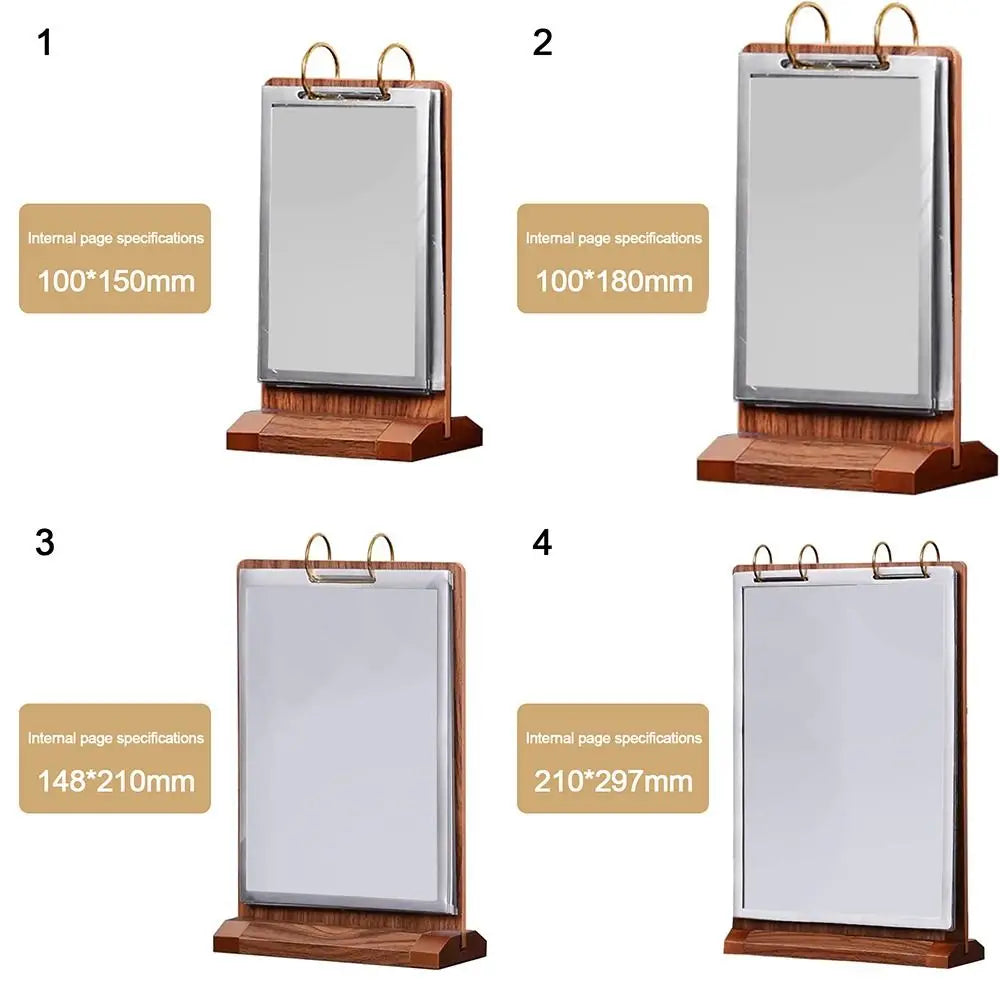 affiche flip display board bois naturel marron clips métalliques transparent moderne minimaliste a4 a5