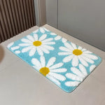 tapis sol moderne fleurs blanches absorbant eau non glissant intérieur maison coton doux