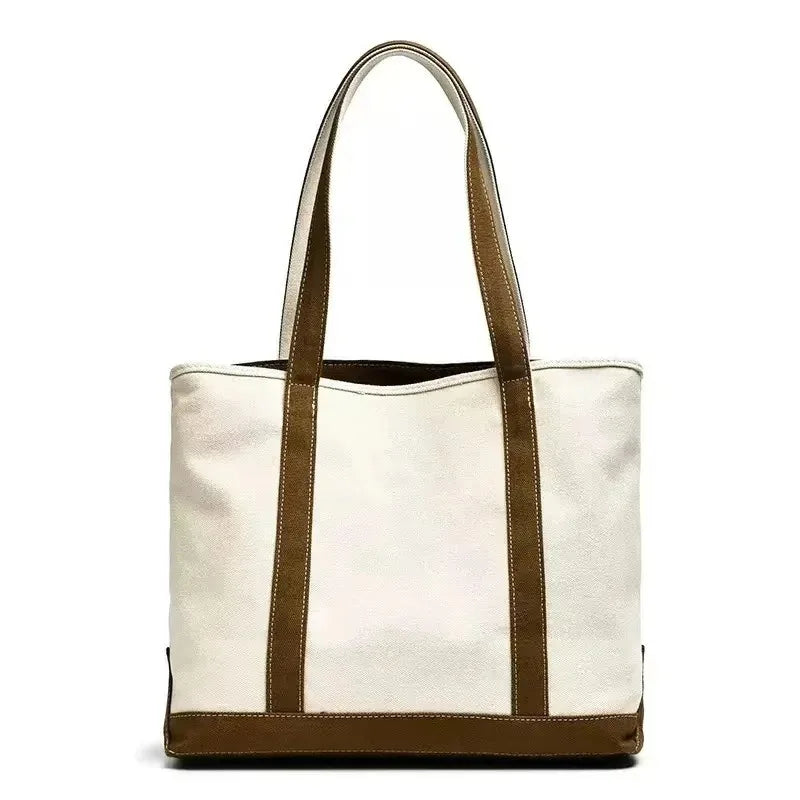sac main moderne toile brodé doux poignées détachables blanc bleu marron vert rose