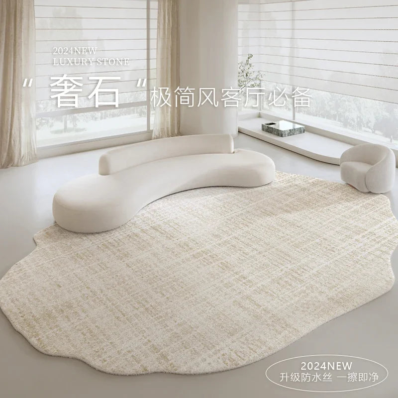 Tapis forme irrégulière marbre gris clair