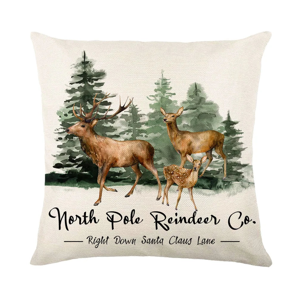 coussin carré noël arbre renne guirlande bonhomme neige décoration maison traditionnel opacité fixe