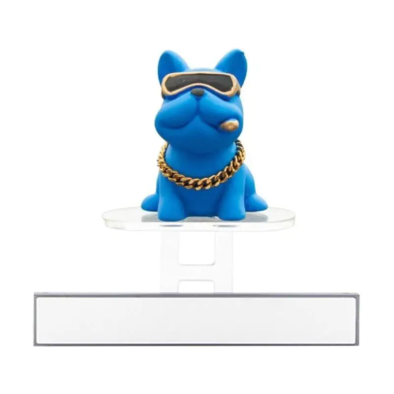 figurine chien rose bleu noir lunettes collier porte clés moderne transparent