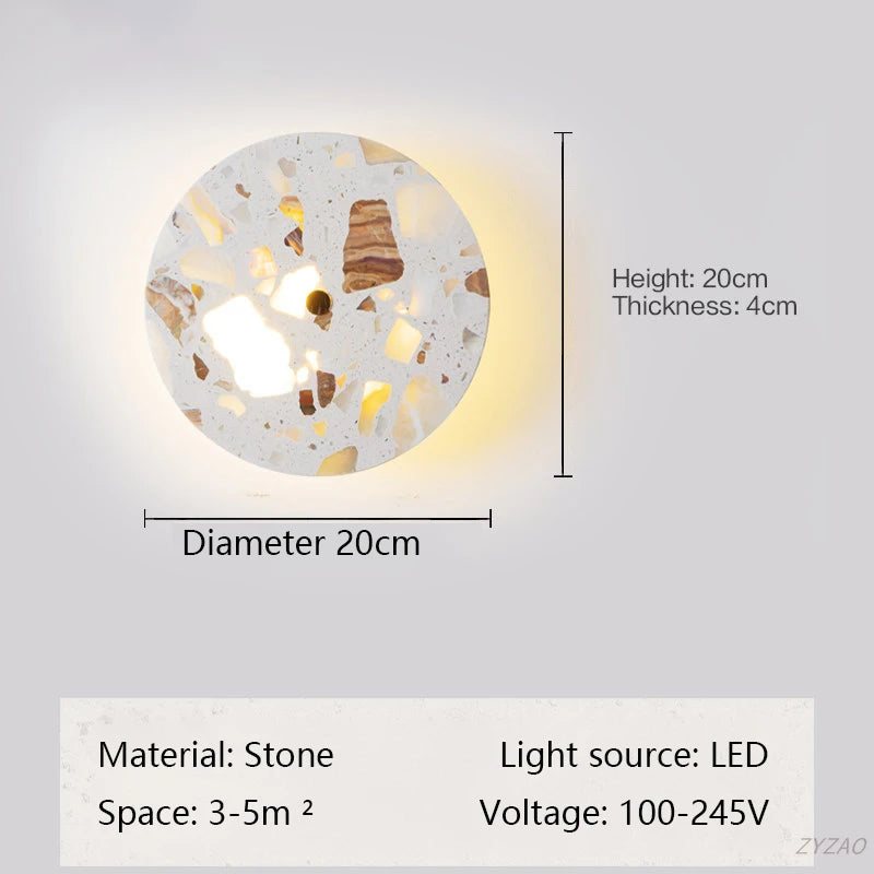 lampe murale pierre LED blanc minimaliste texture granulaire 220V 249 2000lm interrupteur câble