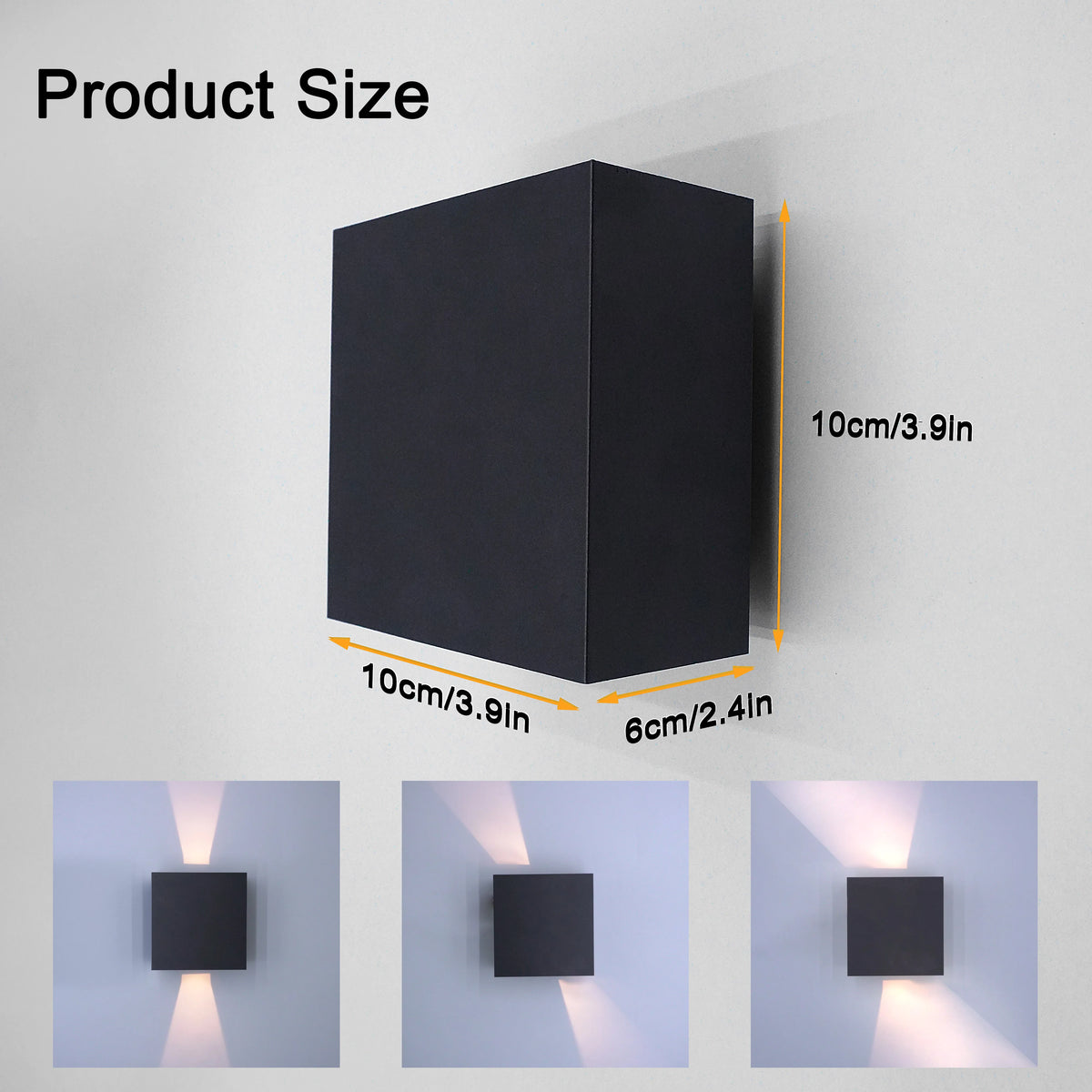 applique murale led moderne noire jaune forme cubique ip65 3000k 6wintérieurextérieur