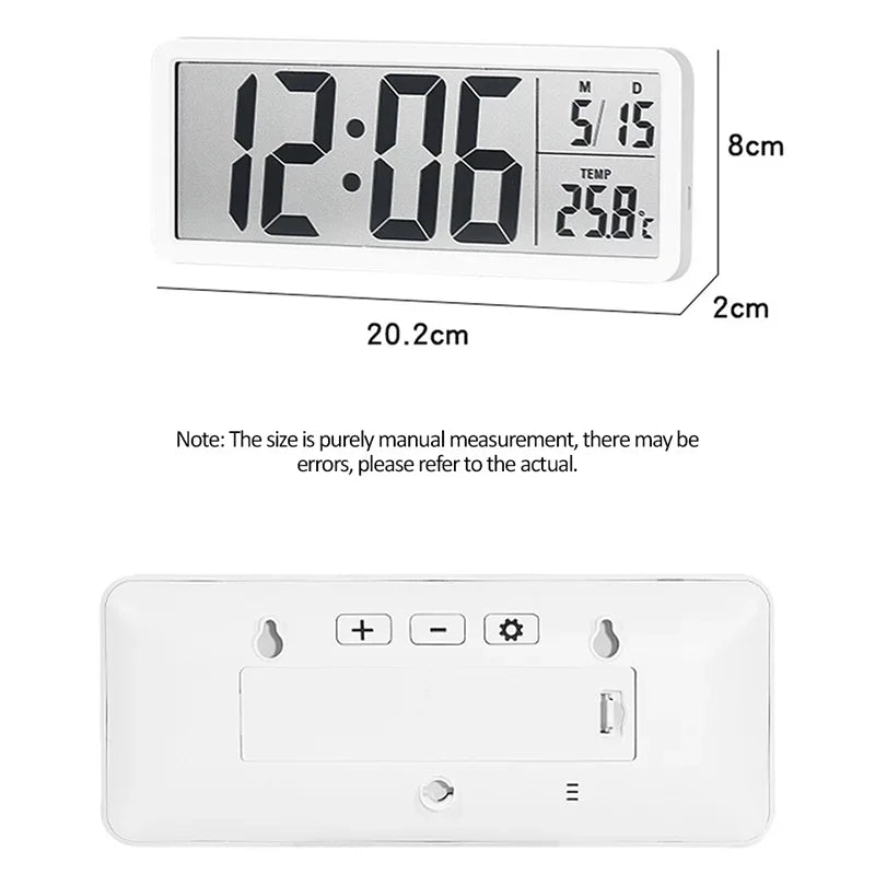 horloge murale numérique moderne horloge digitale affichage température date noir blanc minimaliste