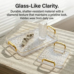 plateau rectangulaire transparent moderne poignées dorées diamant 3d nourriture rangement cuisine élégant respectueux environnement