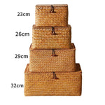 paniers rangement tissés paille naturelle rustiques conteneurs stockage serviettes cosmétiques bain respectueux environnement différents