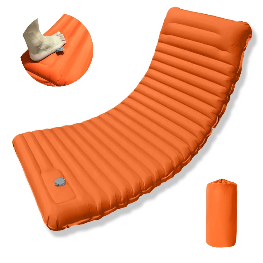 matelas gonflable camping pliant pompe main sac rangement oreiller randonnée