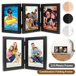Cadre photo pliable triple moderne noir plexiglas 17x12cm photo 4x6inch