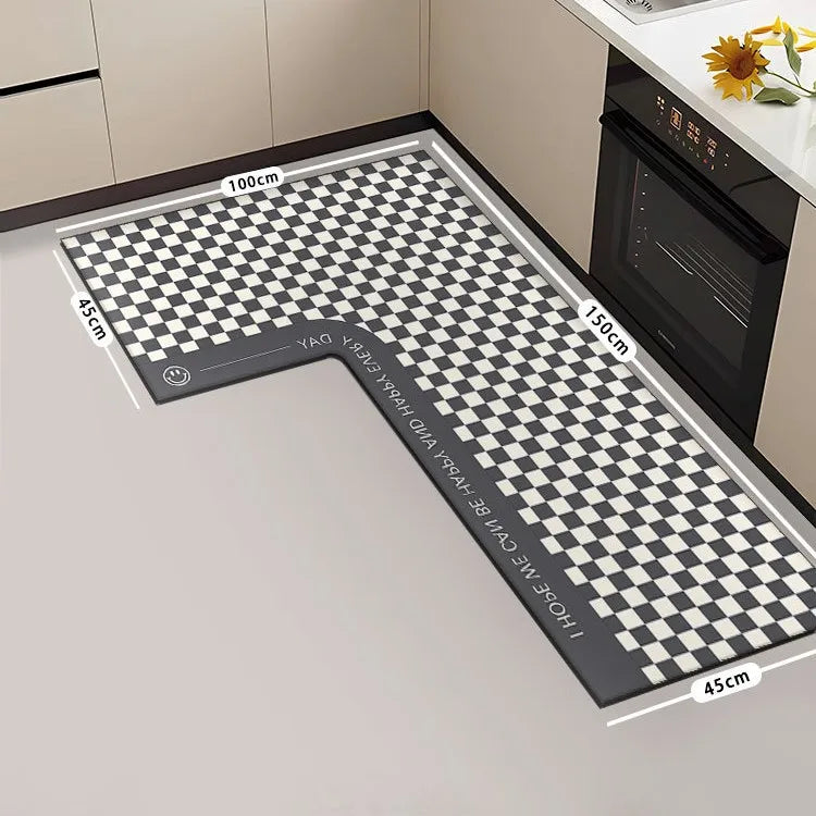 tapis sol moderne gris marbré adhésif salon super absorbant long rectangle