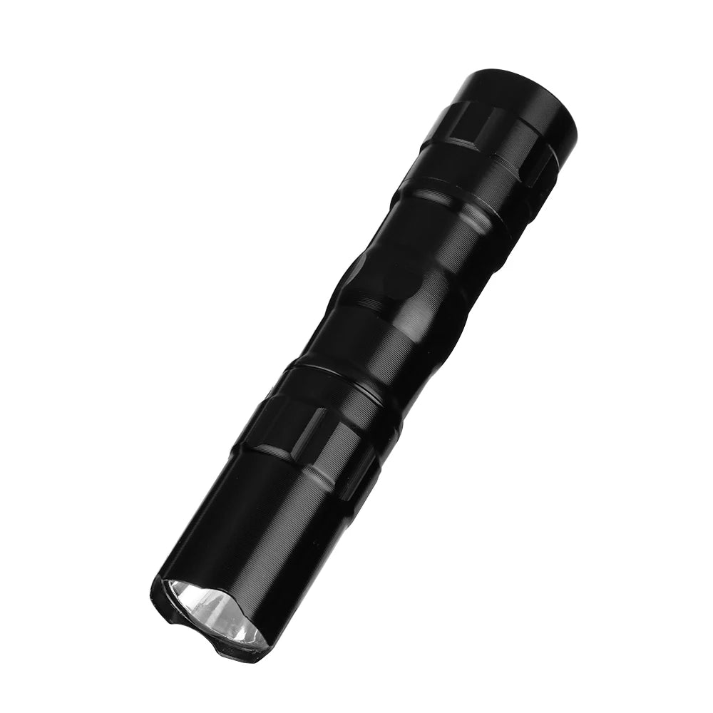 lampe torche led super lumineuse étanche noire annneau fixation moderne auto défense 450 lumens
