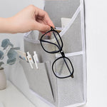 sac rangement mural gris clair moderne toile nylon pratique crochet lunettes carnets stylos