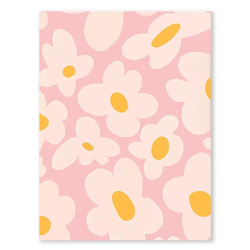 affiches toile moderne minimaliste coeurs fleurs rose bleu violet blanc