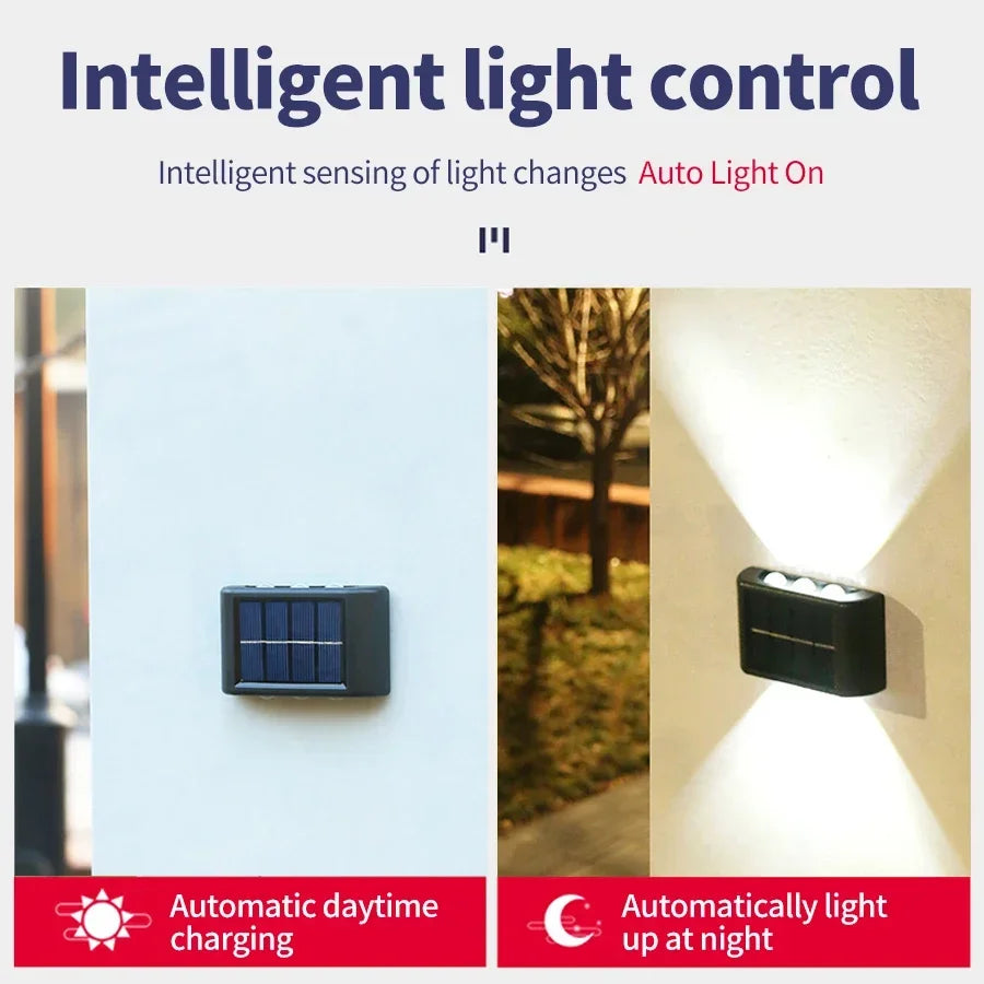 lampe murale solaire led moderne noire panneaux solaires imperméable ip65extérieur jardincour