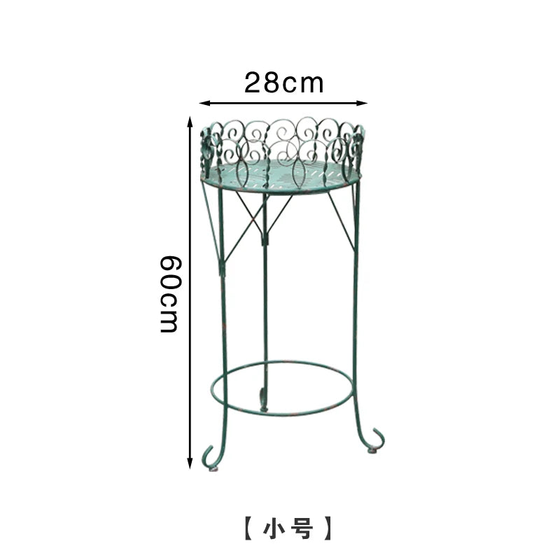 présentoirs plantes métal ajouré spirales vert turquoise décoration jardin vintage romantique