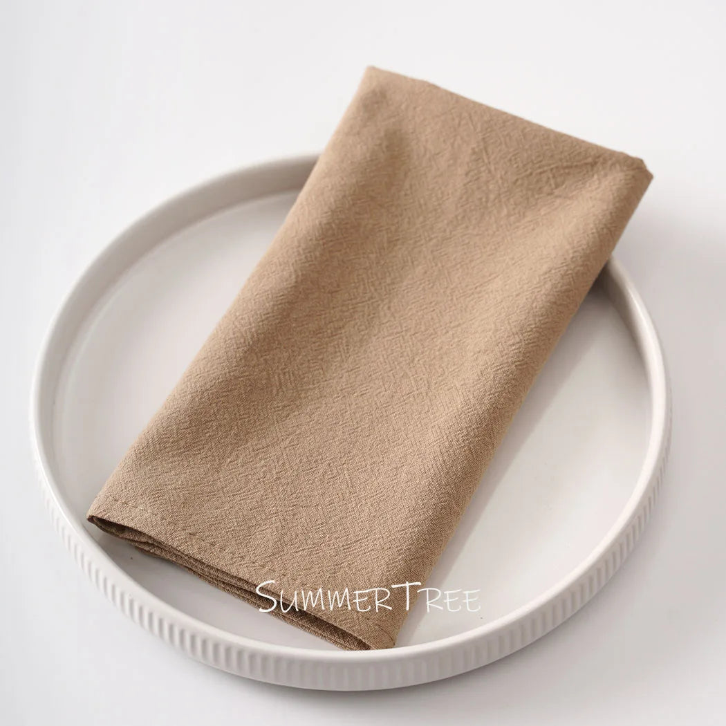 serviettes coton 40x40cm beige clair simple rustique réutilisables table maison party