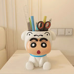 rangement porte stylos accessoires cartoon shin chan blanc orange bleu