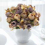 bouquet artificiel pivoine violettes blanches romantique intérieur mariage décoration maison fleurs soie classique