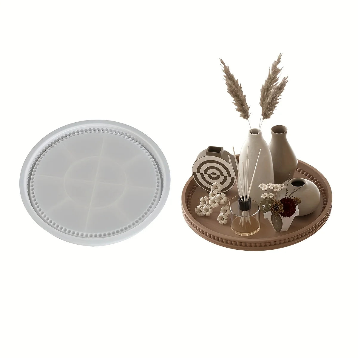 moule silicone plateau rond décoration intérieure vase transparent figurines bohème minimaliste