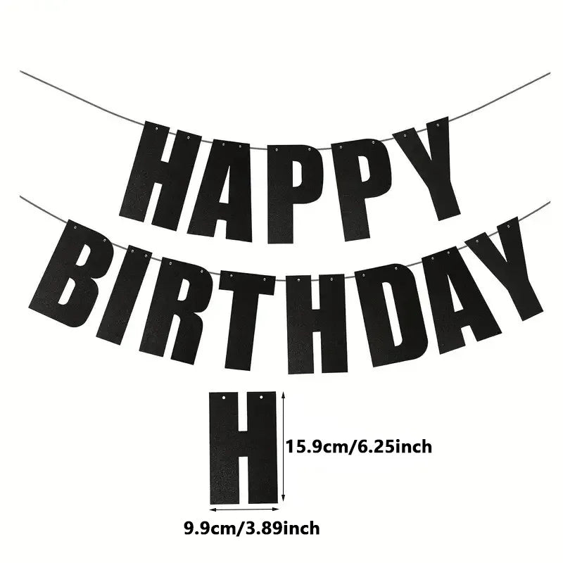 guirlande lettres or noir brillantes classique moderne anniversaire décoration fête happy birthday