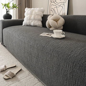 housse canapé rayures beige gris moderne polyestère lavable 90 300cmversible
