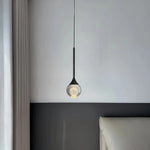 lampe suspendue moderne minimaliste transparente noir argenté brillante chambre restaurant étude cuisine