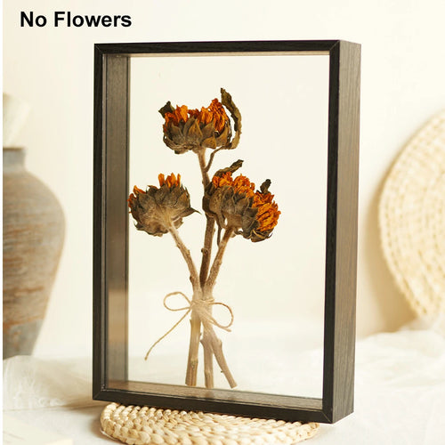 cadre photo bois moderne fleurs séchées transparent souvenir décoration murale rustique intérieur maison