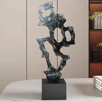 sculpture décorative abstraite moderne bleu clair noir transparent lumière reflétée living room ambiance chambre