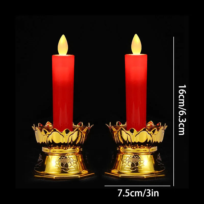 décoration religieuse classique bougeoir trois bougies rouge doré traditionnel