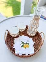 serviettes coton brodées citrons blancs classiques usage maison restaurant decoration table mariage