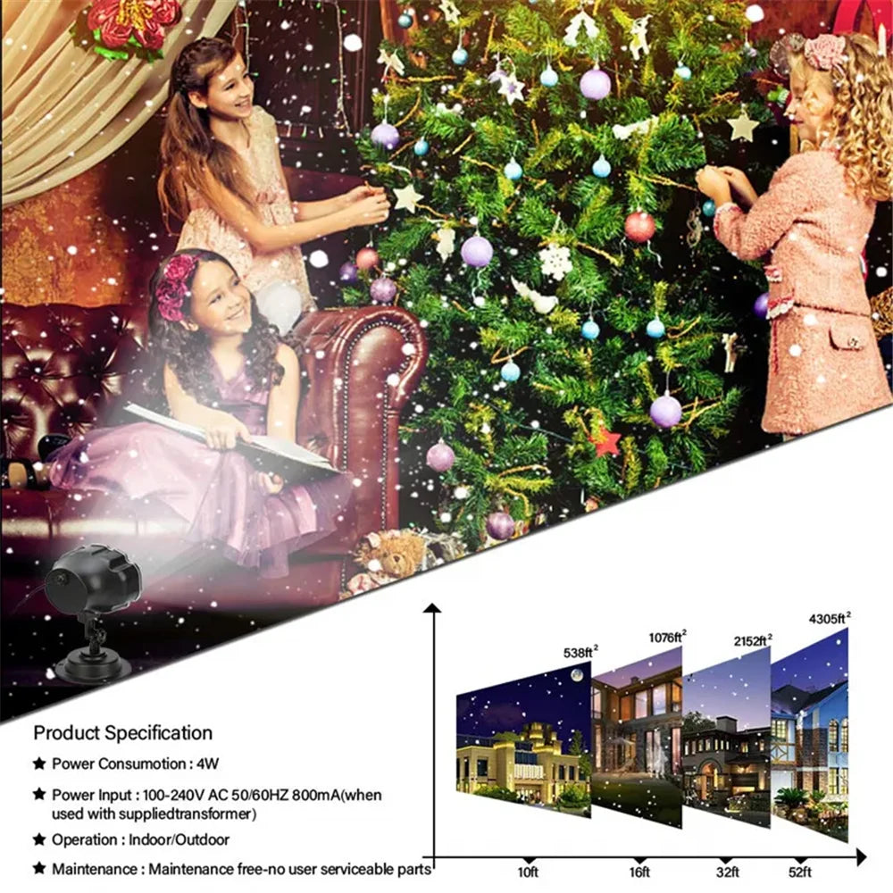 projecteur led neige transparent moderne télécommande noël jardinextérieur sixvolt led flocons neige