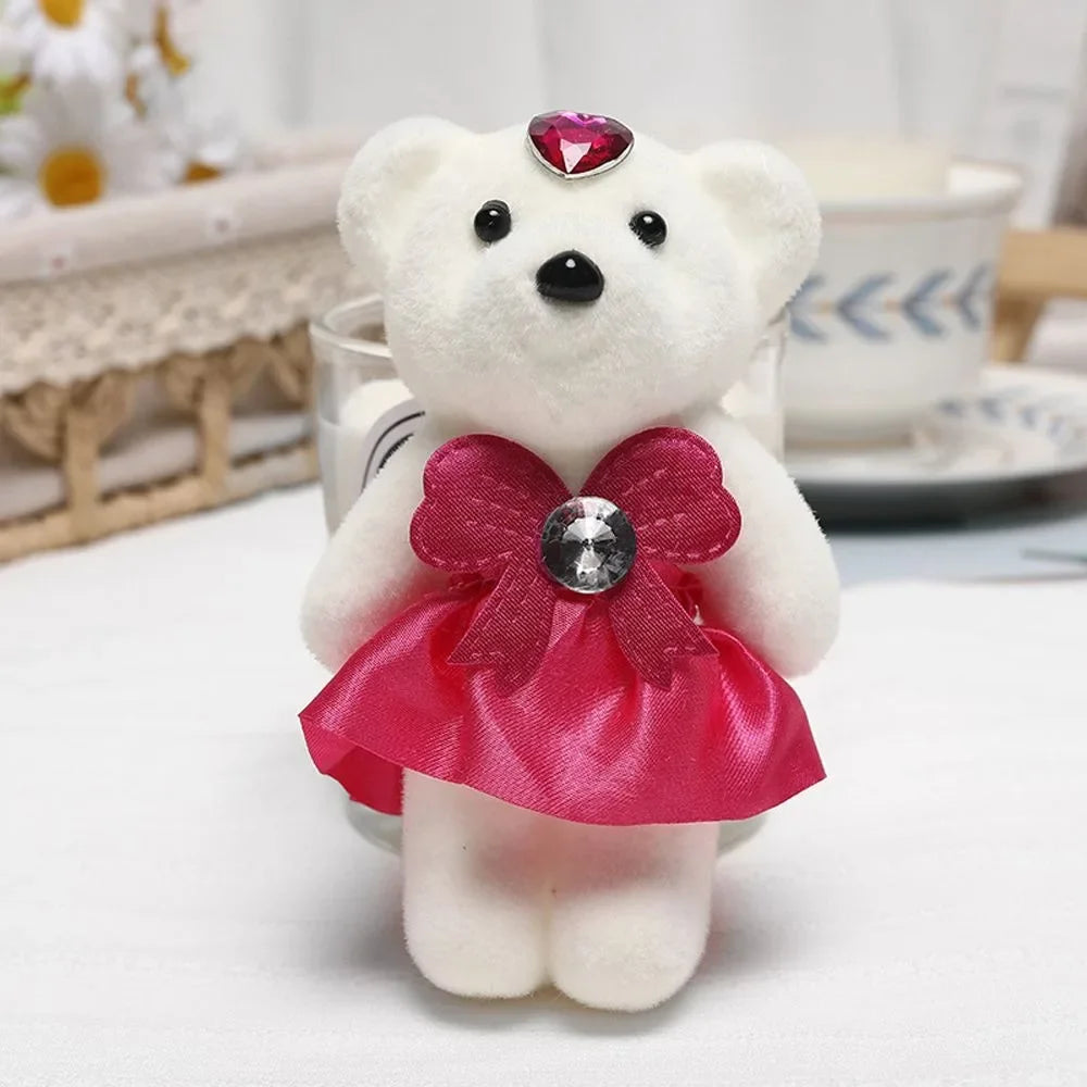 ours peluche blanc doux velouté rubans strass coeurs couronne dorée décoration anniversaire mariage