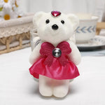 ours peluche blanc doux velouté rubans strass coeurs couronne dorée décoration anniversaire mariage