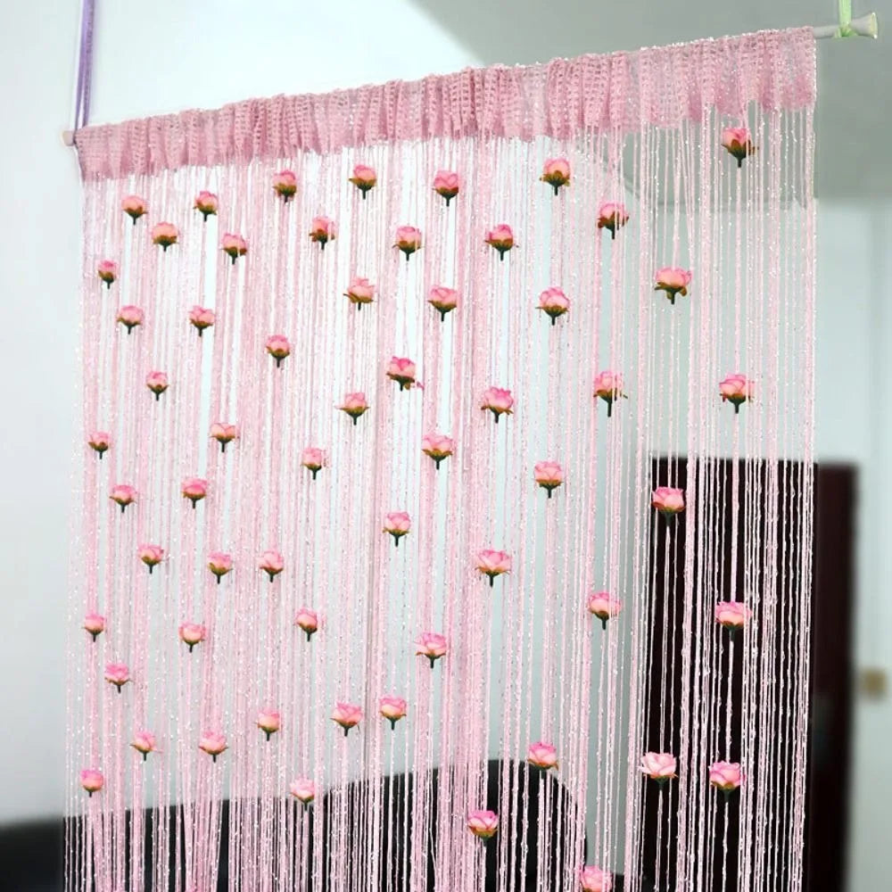 rideau porte violet rose blanc coeurs tissu transparent moderne décoratif 100x200cm polyester