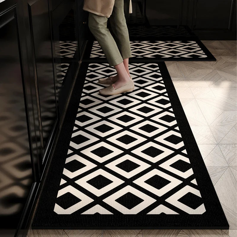 Tapis de cuisine antidérapant en polyester gris clair