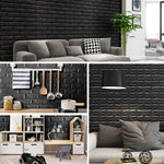 papier peint moderne adhésif brique noire décoration mur intérieur salle bain 10 pièces 20