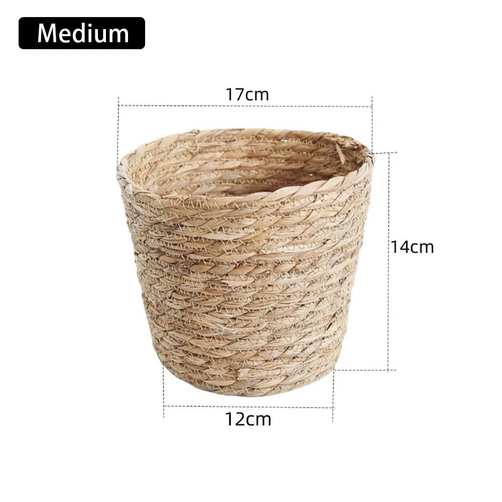 pot fleurs tissé fibres naturelles rustique boho chic rangement extérieur mini small medium large