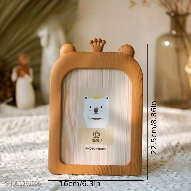 cadre photo bois naturel rayures horizontales illustration animale moderne ornement décoration