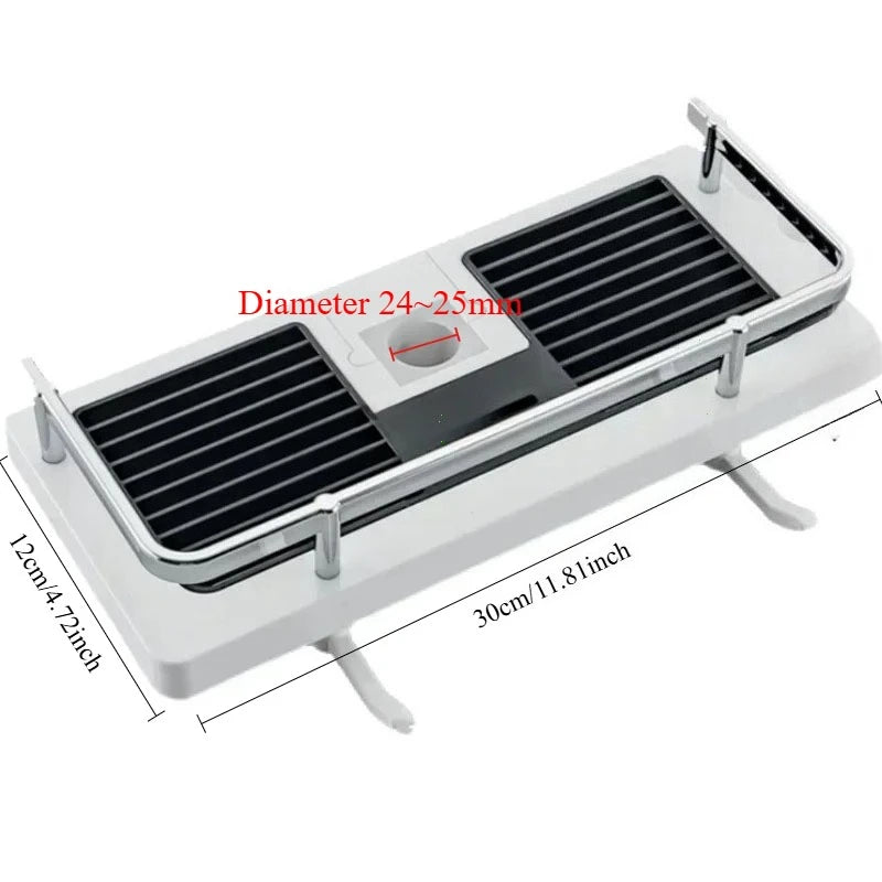 étagère douche moderne réutilisable plastique abs blanc noir texture grille clips barre douche éléments