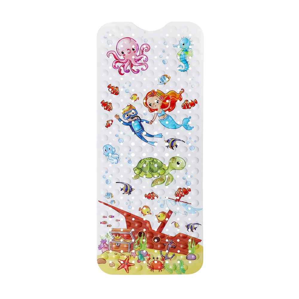 tapis bain pvc thème marin poissons coraux géométrique antidérapant moderne enfantin suction salle bain