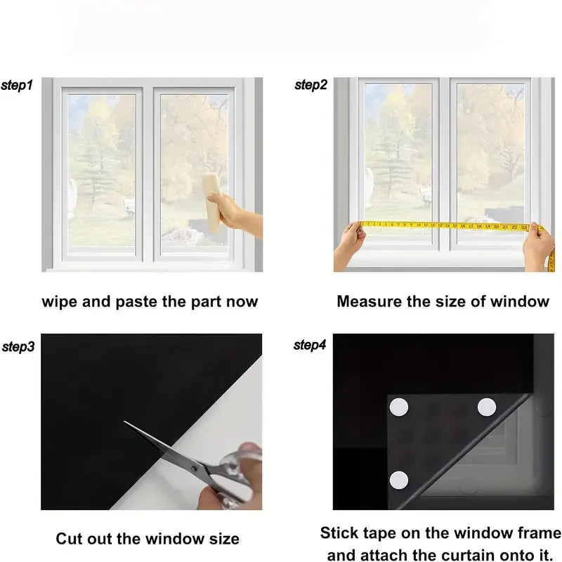 rideau occultant noir adhésif fenêtre opaque minimaliste facile maison