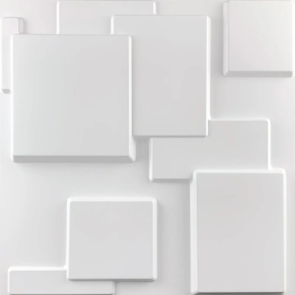 panneau mural moderne blanc triangles géométriques adhésif décoration intérieure relief PVC