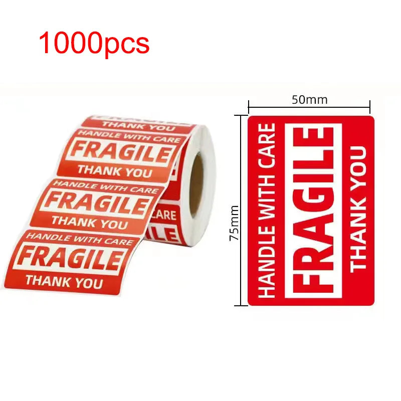 étiquettes fragile rouge blanche handle with care thank you classique opaques diverses tailles inclusées