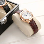 boîte montres simili cuir noir beige verre transparent classique cadenas organisation collection homme