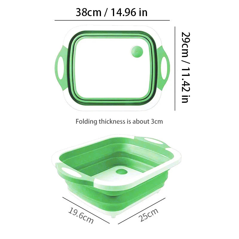 planches découper pliables bac lavage rétractable gris blanc vert moderne utilitaire cuisine légumes poissons
