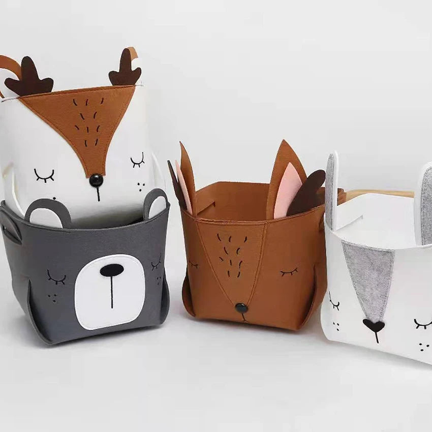 panier rangement pliable coton bio animal mignon blanc moderne jouets enfants