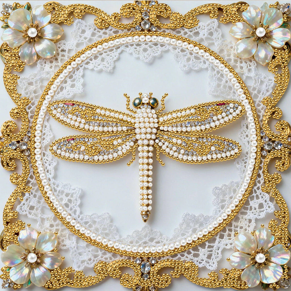 tableau décoratif peinture strass papillons lune étoiles floral contemporain débutant artisanal 25x25cm