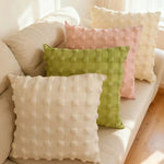 coussins carrés géométriques blanc rose clair vert olive amovibles modernes 30x50cm