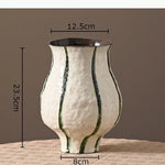 vase moderne peinture abstraite blanc bleu vert jaune artisanal fleur table decoration piece